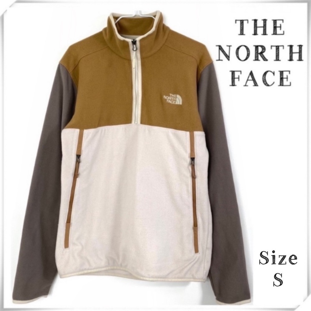 THE North Face Rare Retro Color Block Fleece Quarter Zip Pullover Brown / Cream